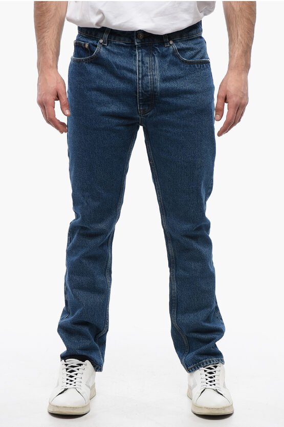 5-Pocket-Slim-Fit-Jeans mit Gürtelschlaufen 18 cm in Blau
