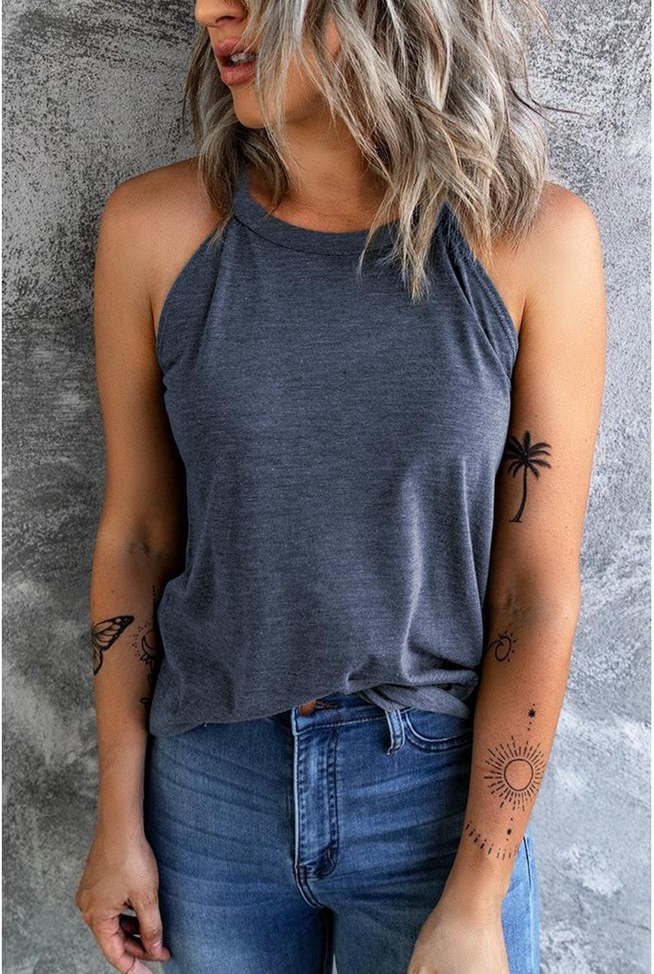 Thumbnail - Azura Exchange Klassisches Tanktop mit Rundhalsausschnitt für Damen in Blau