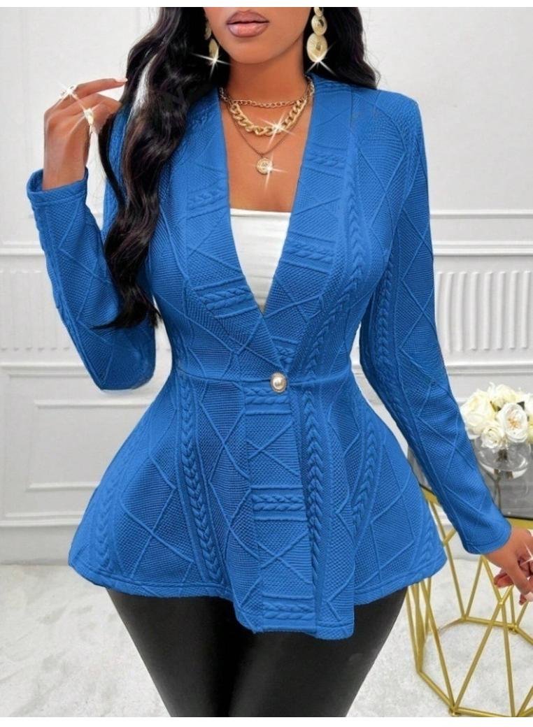 Thumbnail - Damen Texturierter Peplum Cardigan mit einem Knopf