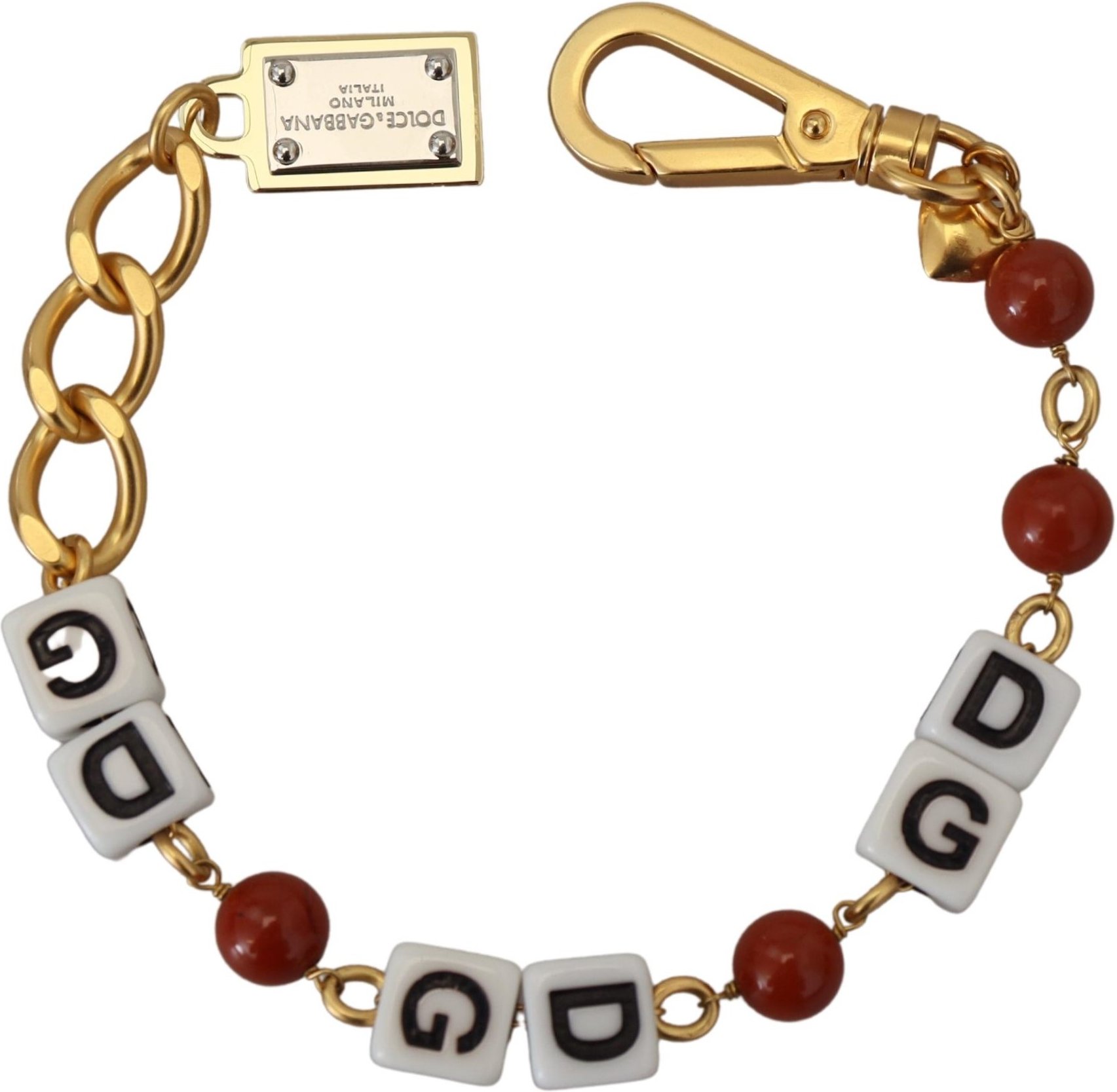 Dolce & Gabbana Goldene Ketten-Armband mit Messingperlen und Hummerverschluss für Damen