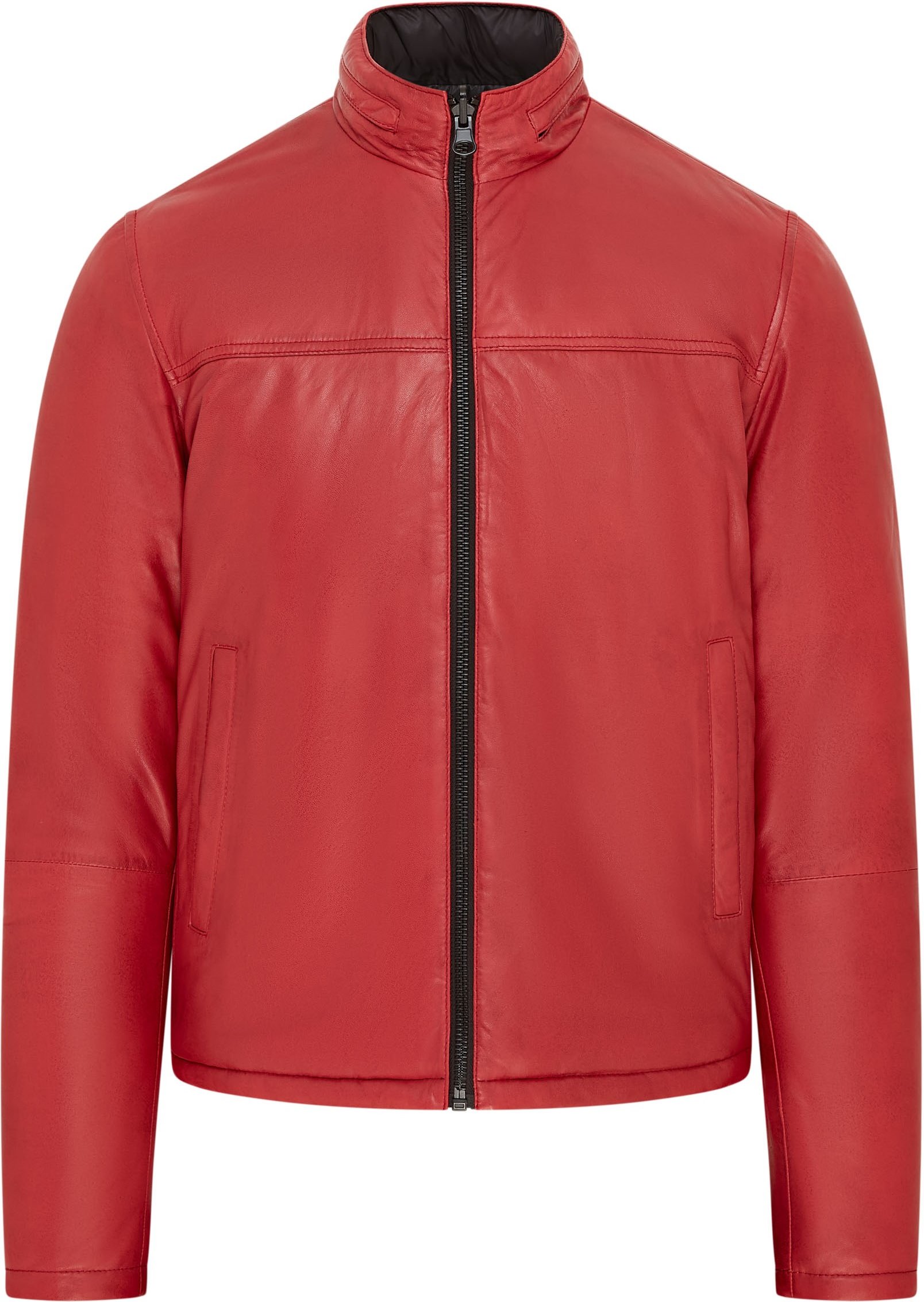 Rote Wende-Bomber-Lederjacke für Herren – Raufoss