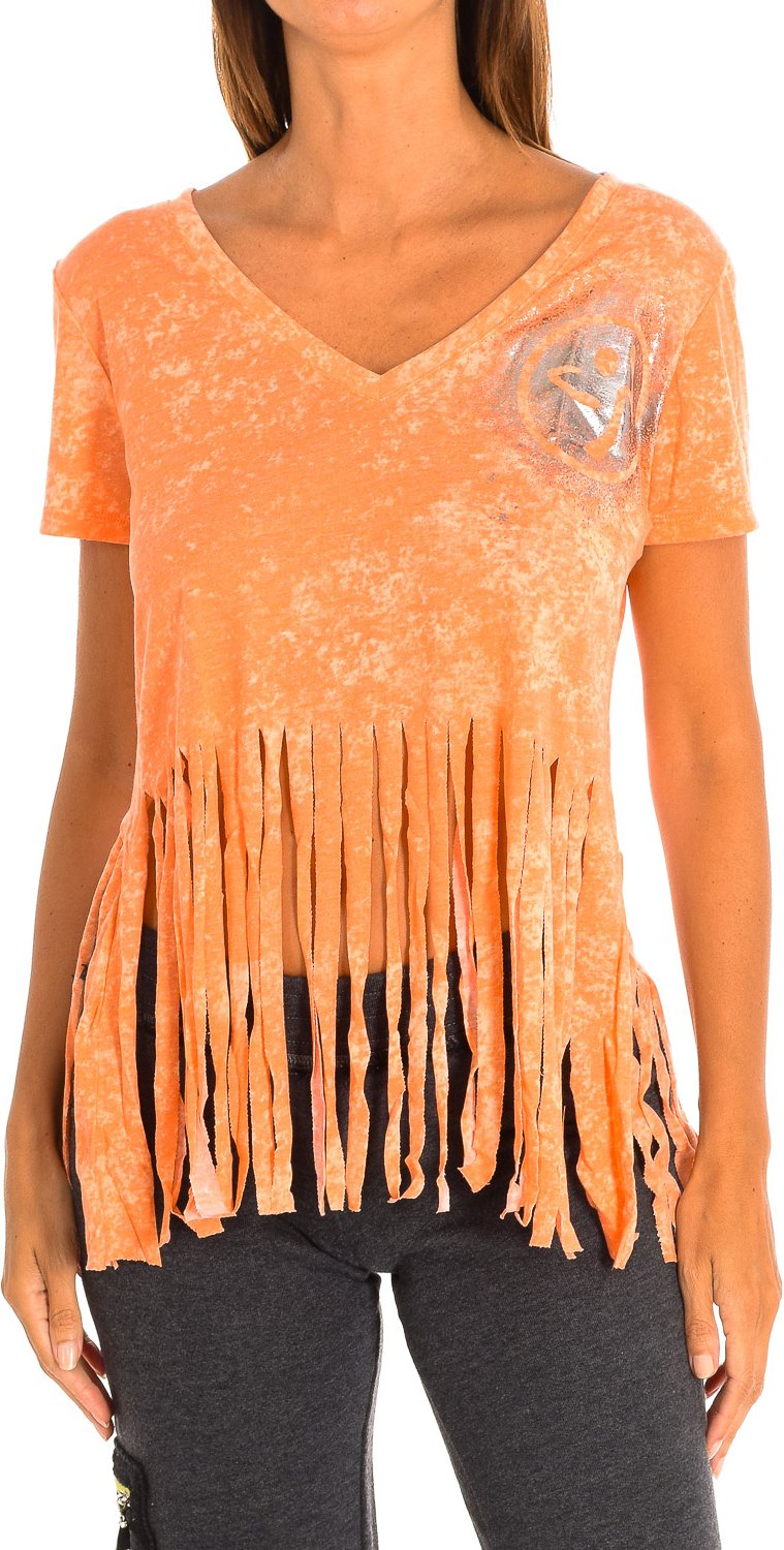 Kurzärmeliges Sport-T-Shirt mit V-Ausschnitt für Damen Z1T00401