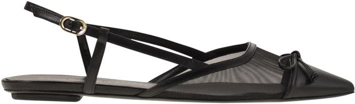 Kitty - Slingback aus Leder und transparentem Stoff