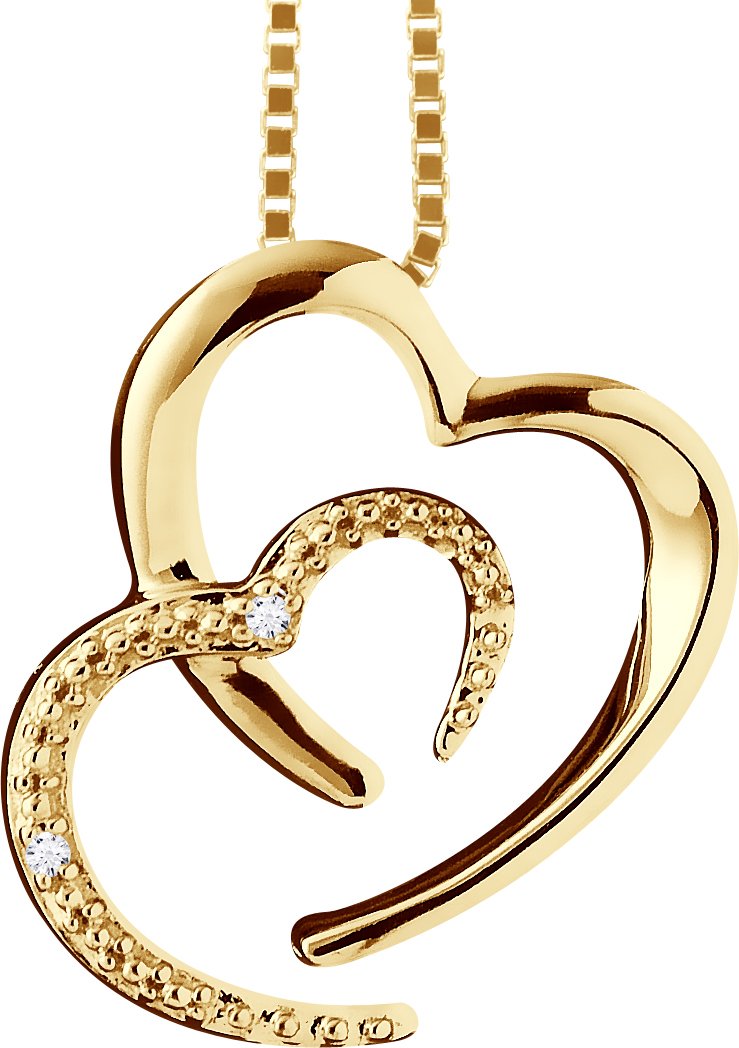 DIADEMA - Halskette Zwei Herzen - Prestige Jewelery - Diamanten - Kette Gelbgold