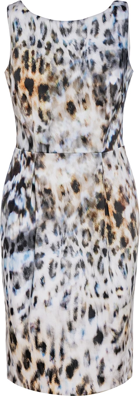 Ärmelloses Kleid mit Tiermuster aus Baumwolle und Elastan