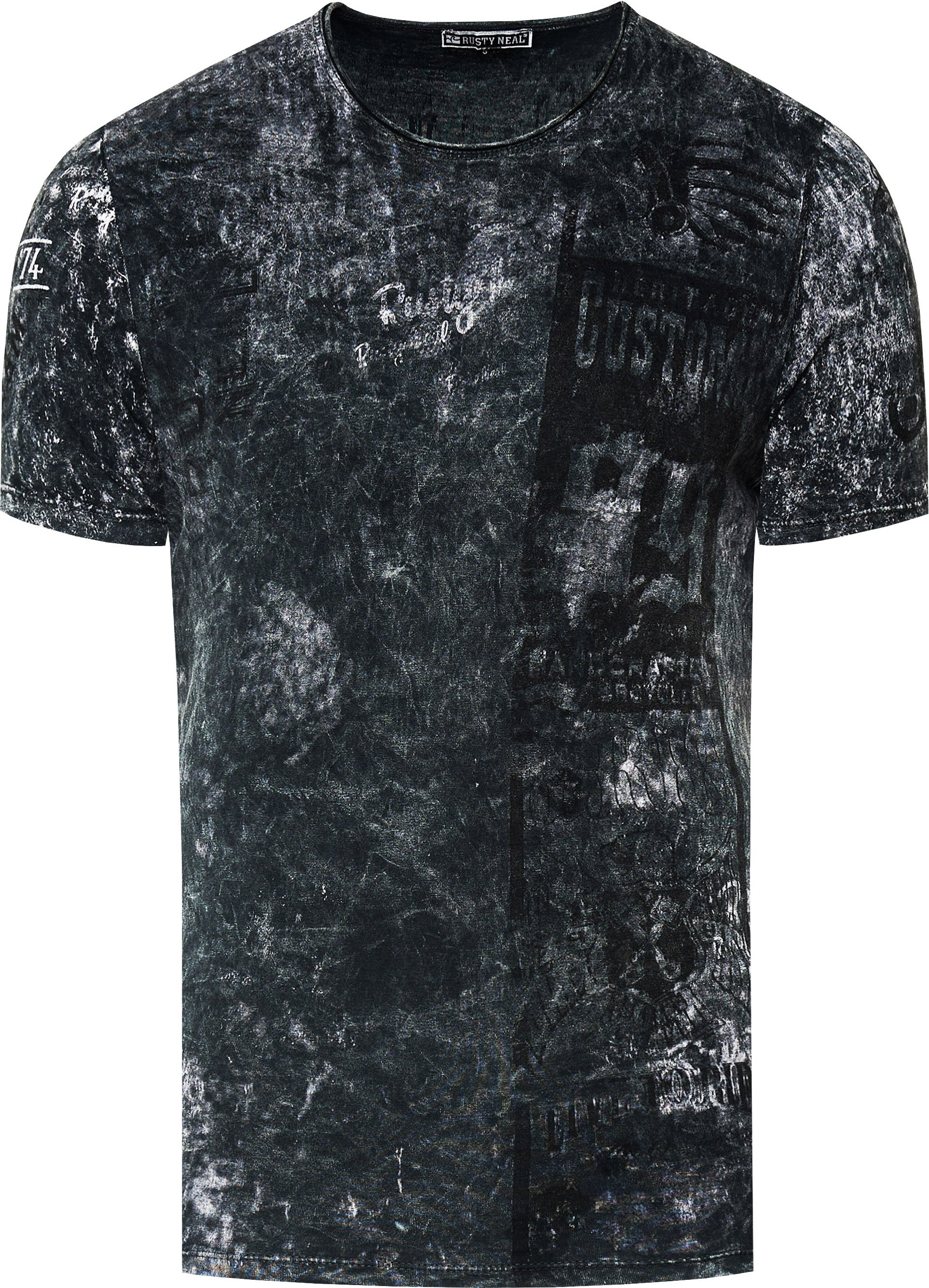 Thumbnail - Washed Biker T-Shirt mit Front & Back Prints