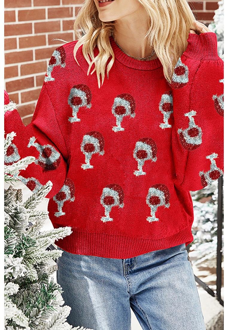 Thumbnail - Azura Exchange Racing Red Weihnachts Cheer Rundhals Freizeitpullover