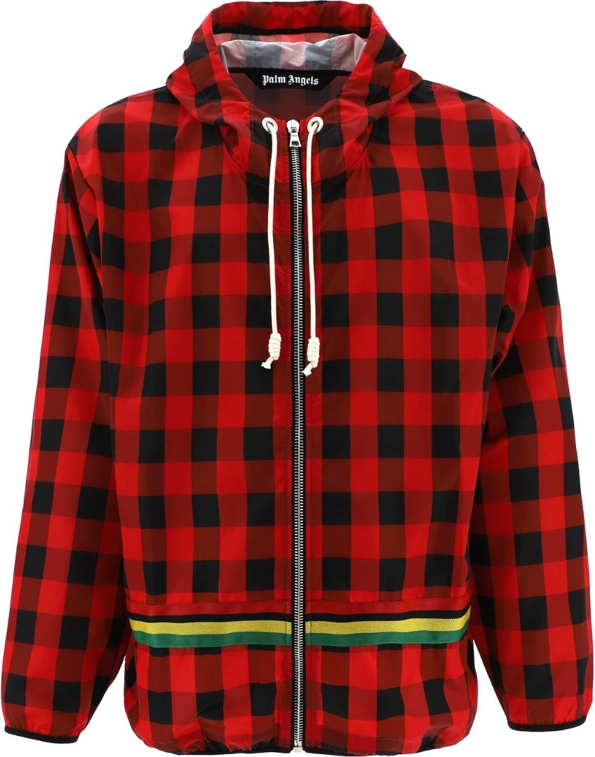 Palm Angels Buffalo Check Windbreaker Rote Jacke