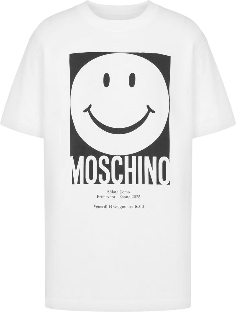Weißes T-shirt Mit Smiley-logo Von Moschino
