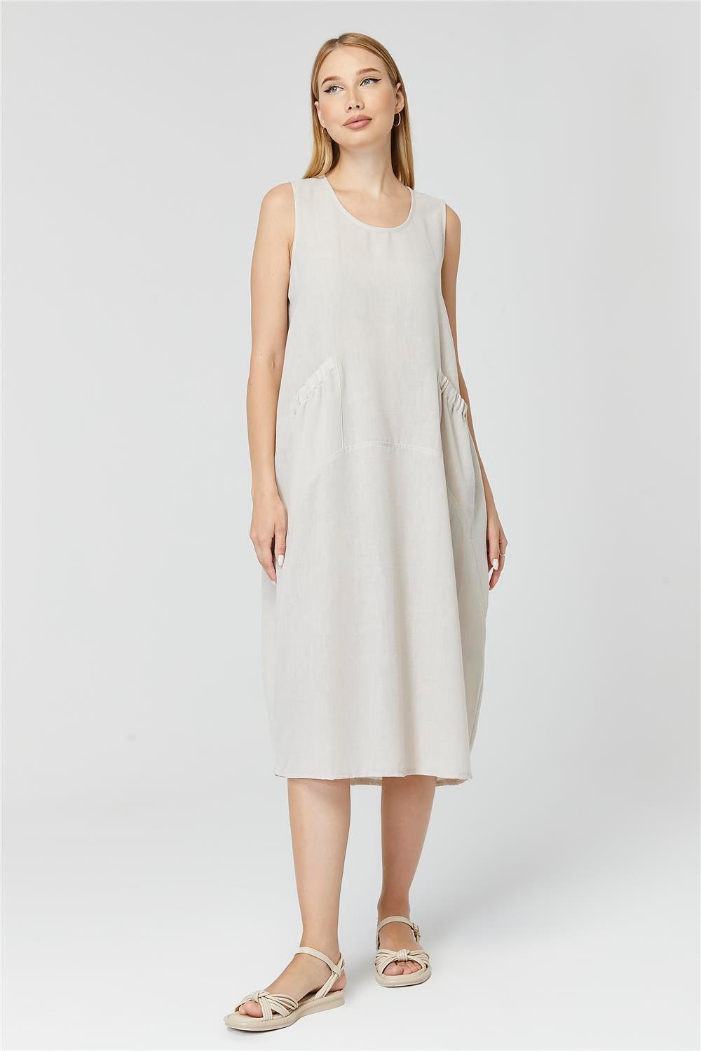 Ärmelloses Kordelzugtaschenkleid