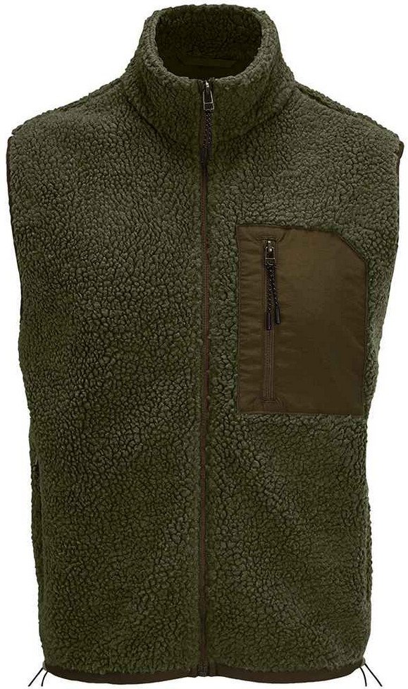 SOLS Unisex Adult Fury Sherpa Body Warmer (Army/Dark Army)