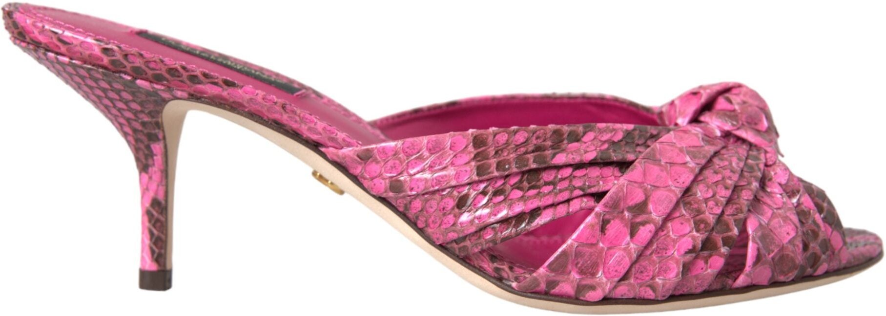 Dolce & Gabbana Pink Exotic Leather Kitten Heels Slides Schuhe