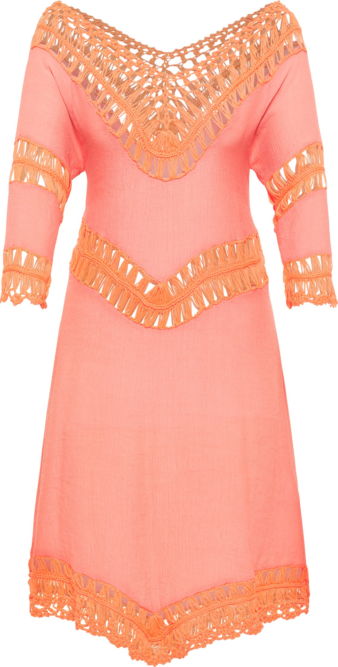 IZIA Tunika-Kleid Mini mit Häkelpart Damen orange