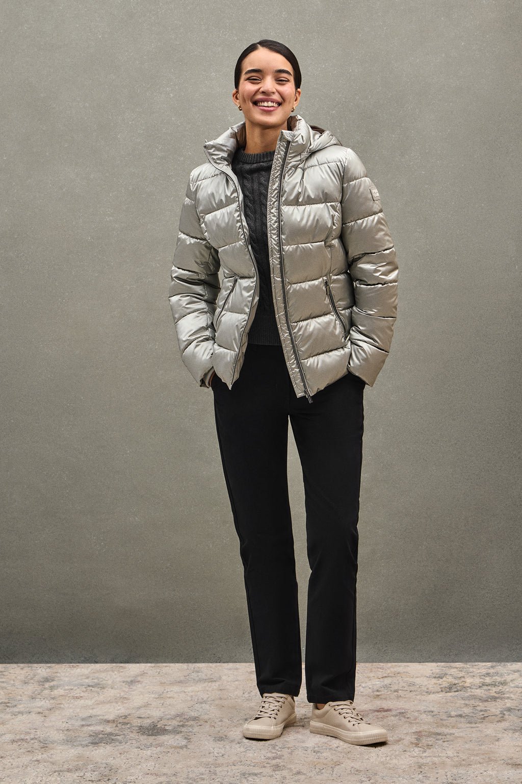 Jacke Silvon silberfarben mit Polo Club-Logo