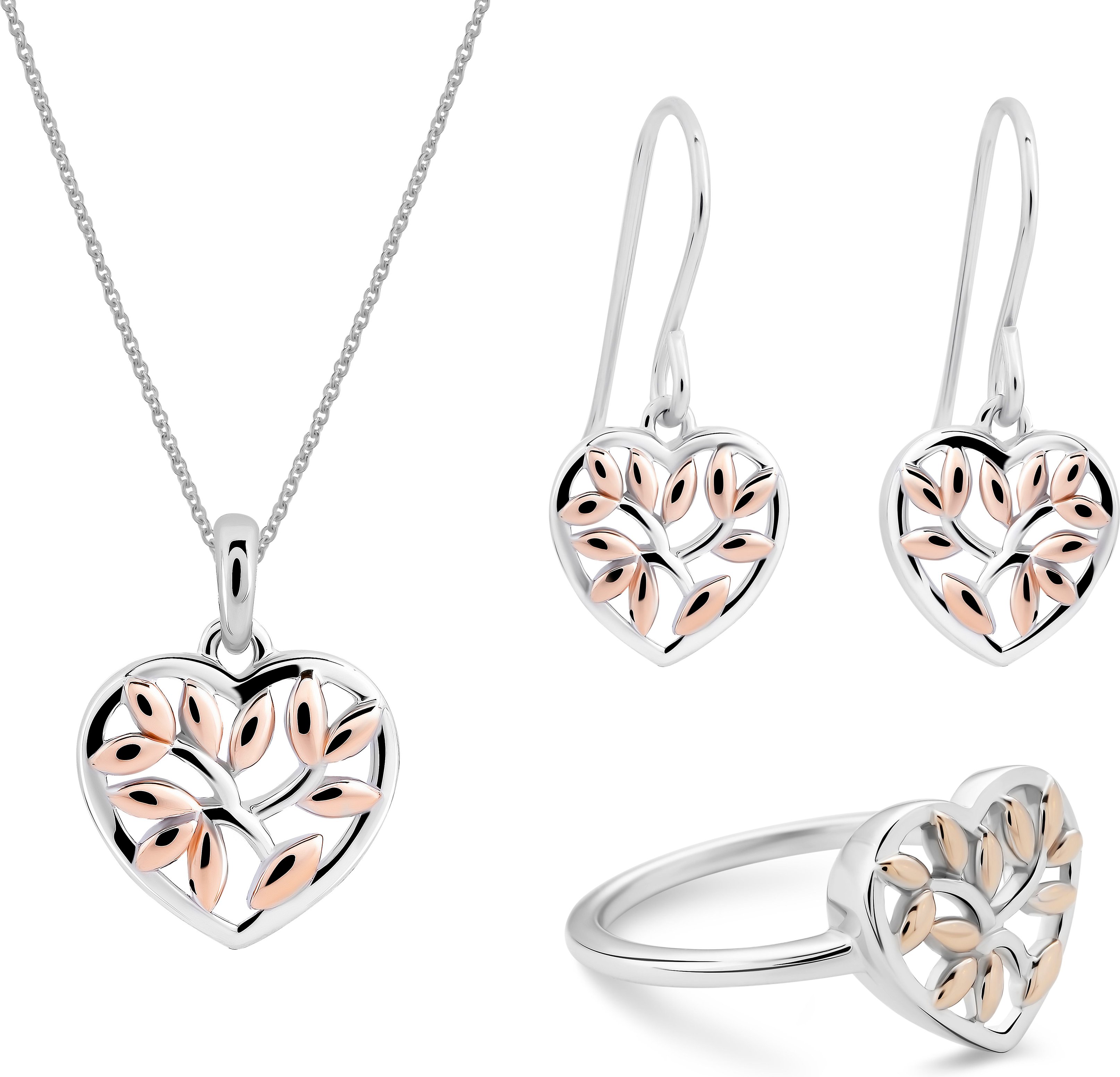 Orphelia 'Afia' Damen-Set aus 925er Sterlingsilber: Halskette + Ohrringe + Ring – Silber/Rosé SET-7474