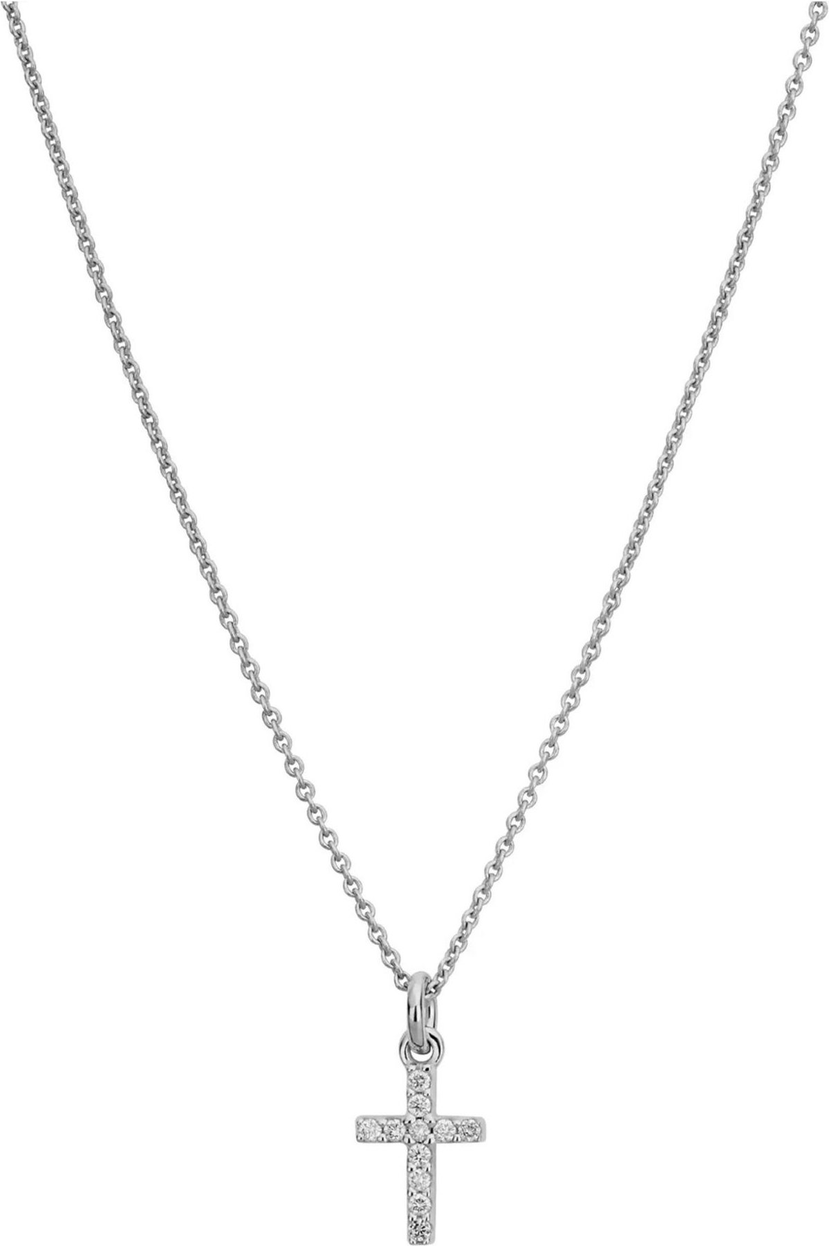 Lyomi Anhänger 585/- Weißgold Kreuz 11 synth. Diam. 0,09ct.