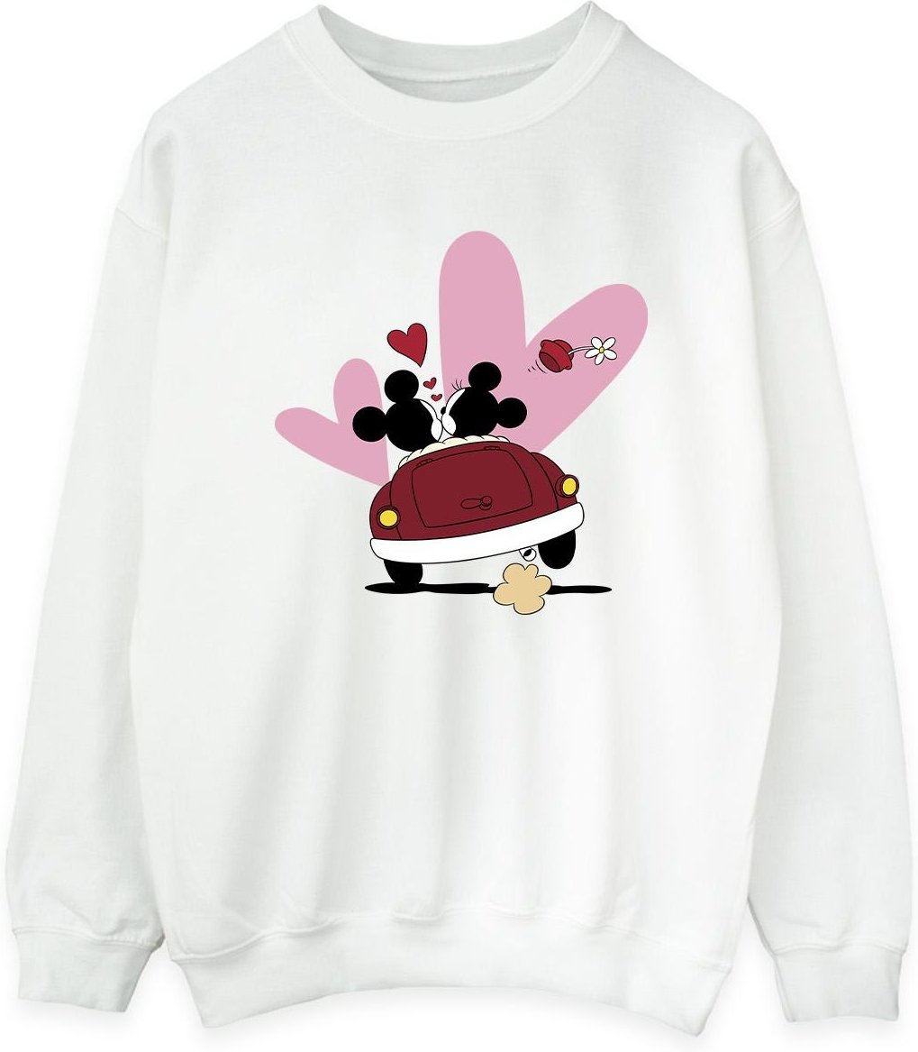 Disney - "Mickey Mouse Car Print" Sweatshirt für Damen (Weiß)