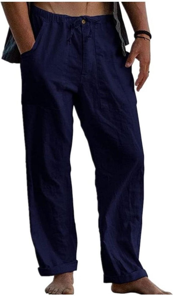 Thumbnail - Loose Fit Plus Size Hose mit Flachs-Baumwoll-Mischung