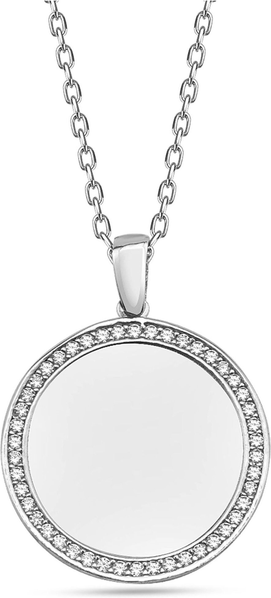 Dkeniz Anhänger mit Kette 925/- Sterling Silber rhodiniert Kreis Plättchen