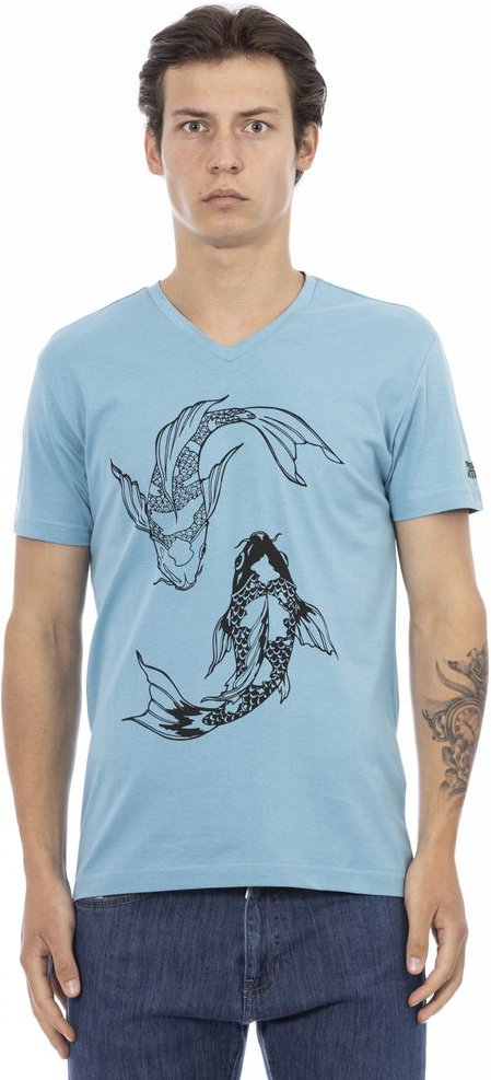 V-Ausschnitt Koi Fisch T-Shirt im Casual Style
