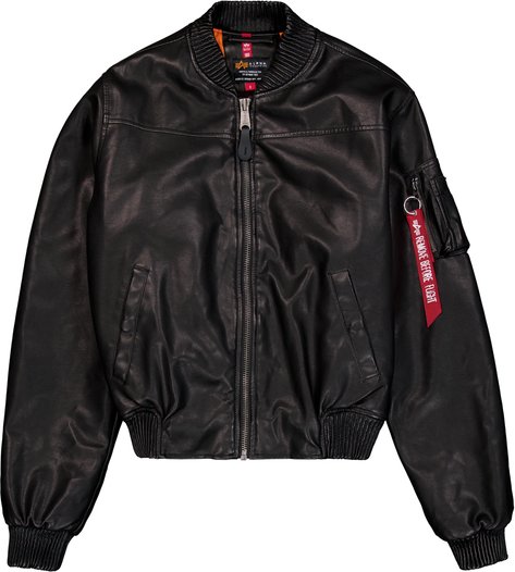 MA-1 Faux Leather Vintage Bomber Jacket Women