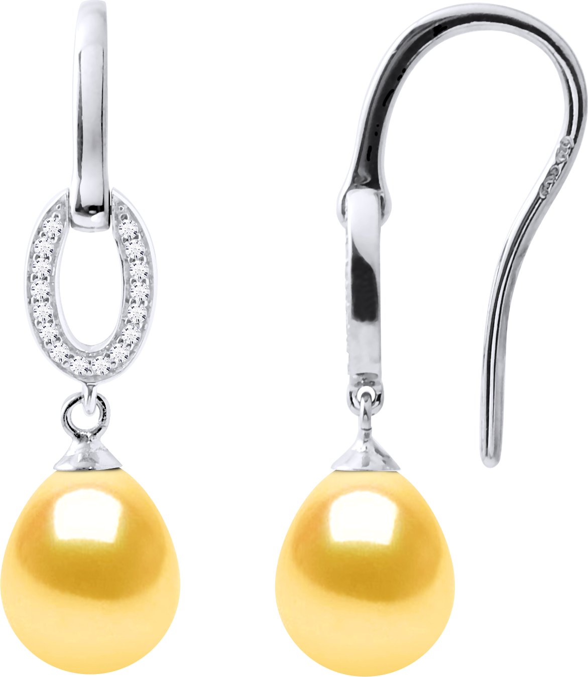 Ohrringe Haken Süßwasserperlen 8-9mm Goldene Birnen Schmuck 925