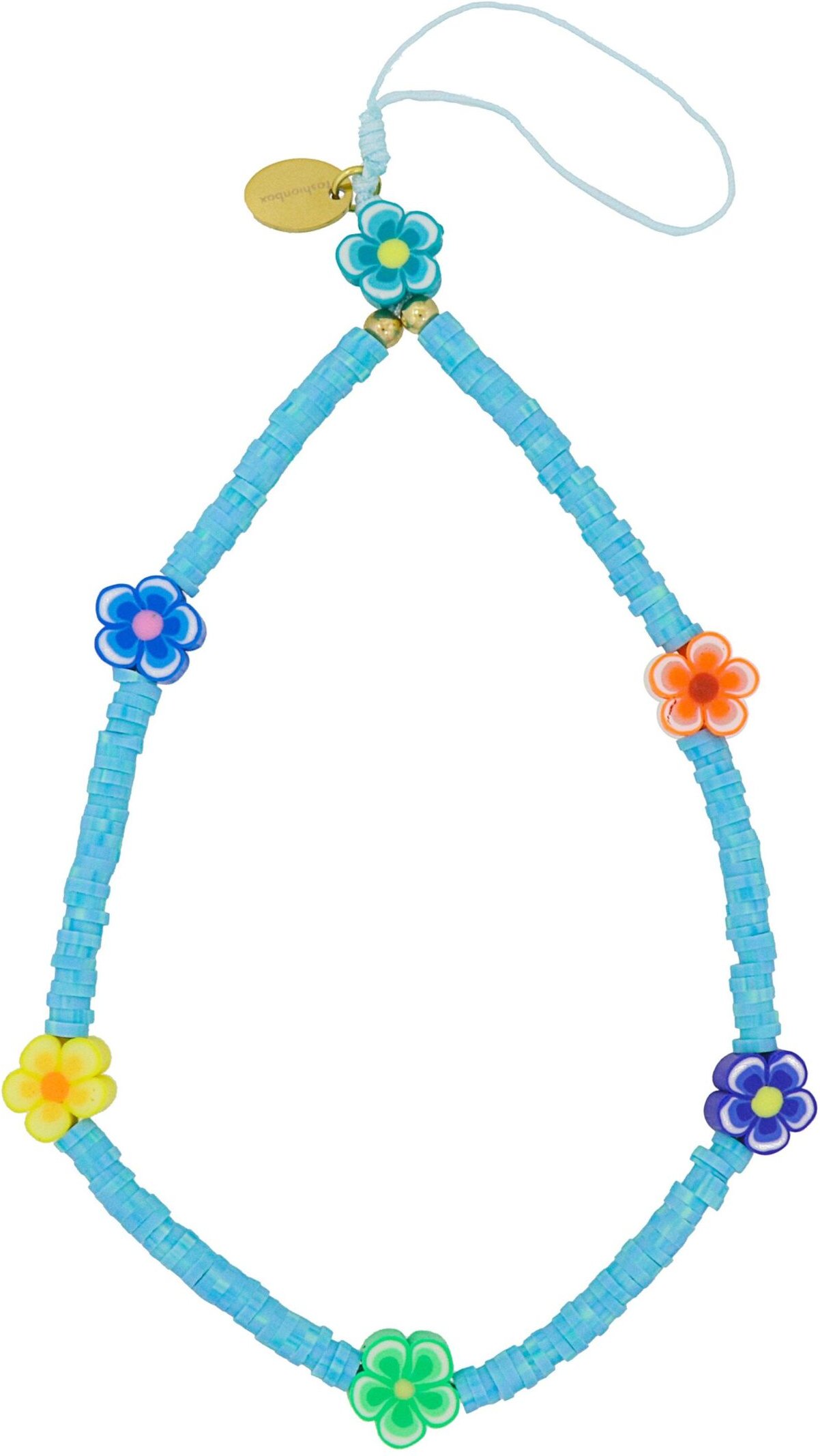 Fashionbox Armband mit Vinylplättchen blau 5 Blütenelemente