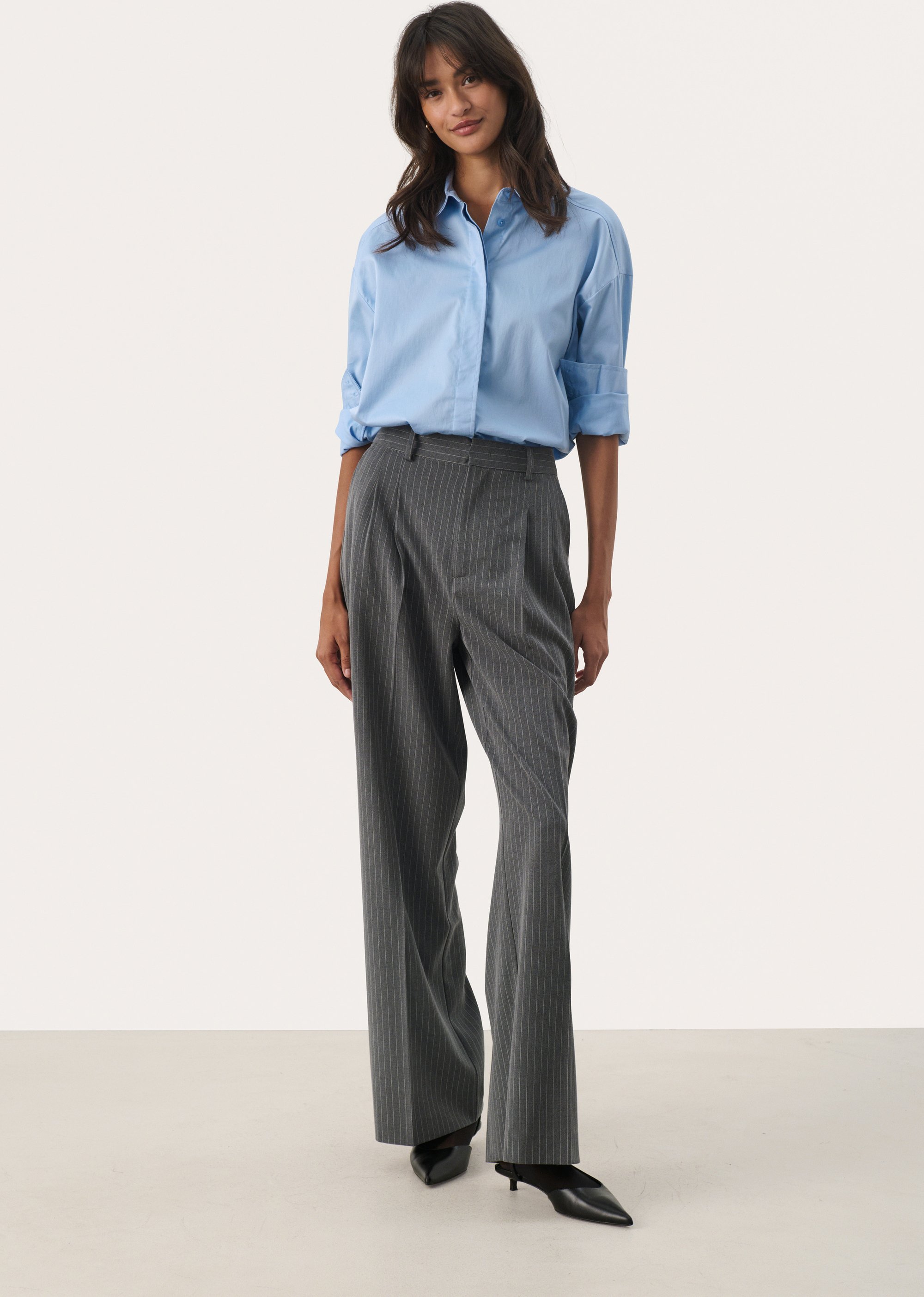 Thumbnail - Pants Suiting Classic fit Gray Flannel Pinstripe grey