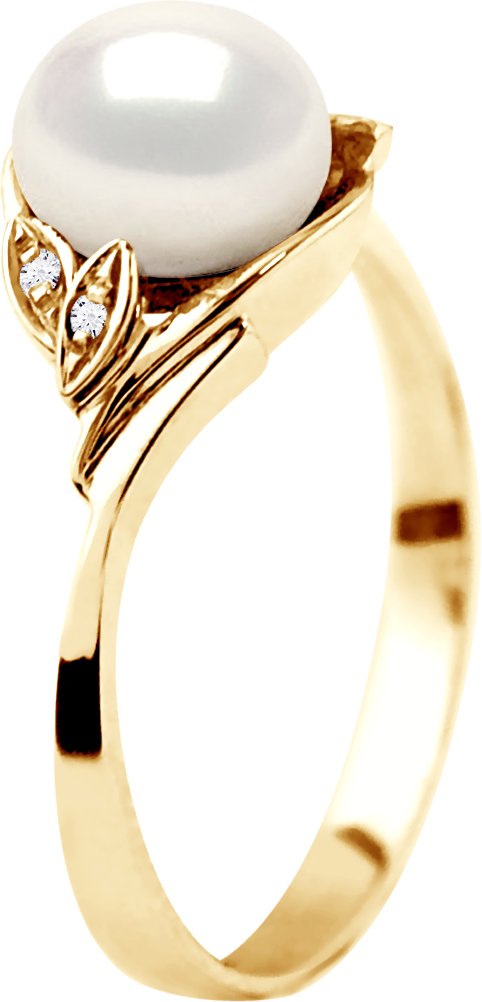 DIADEMA - Ring - Gelbgold - Echte Süßwasserperlen - Weiß