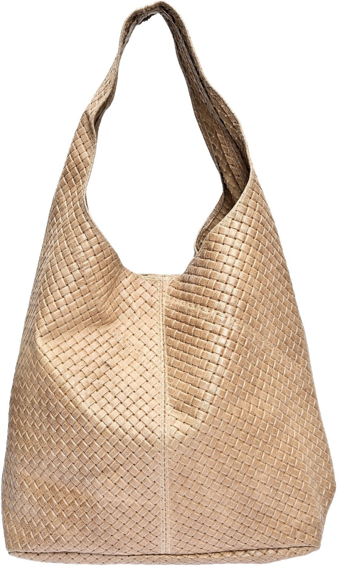 Luisa Vannini Beigefarbene Lederhandtasche