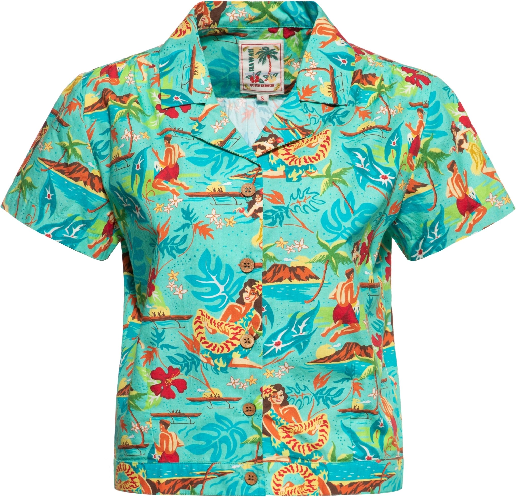 Thumbnail - Queen Kerosin Damen Kurzarm Bluse mint