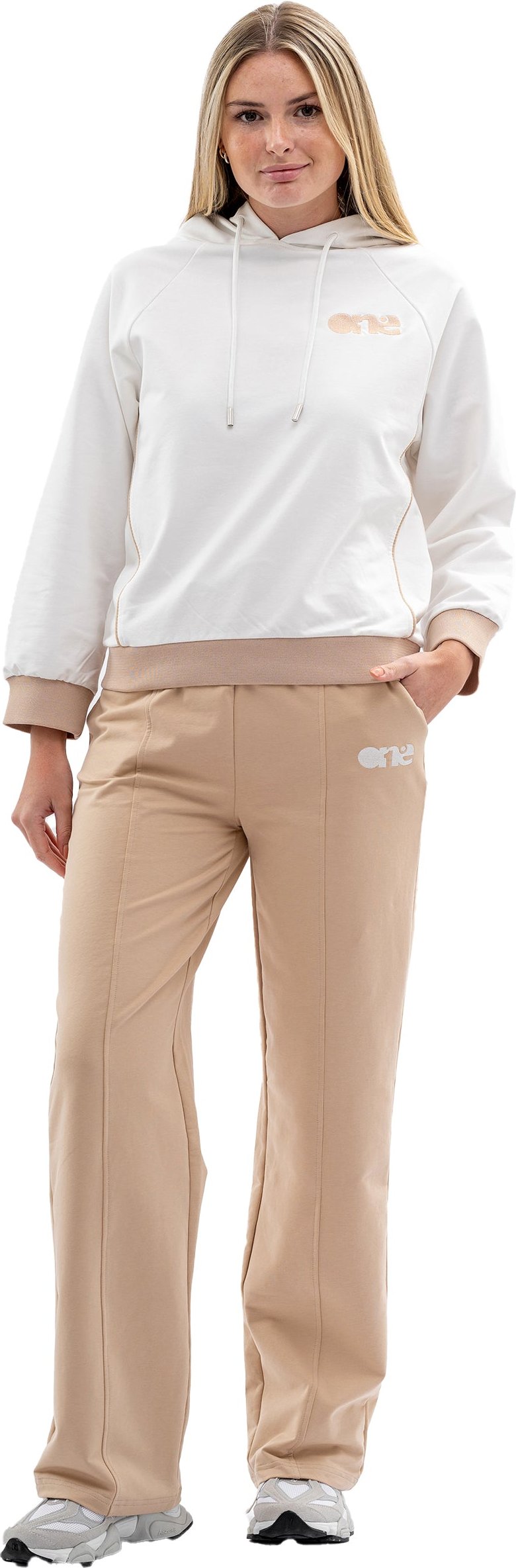 Tom Barron Damen-Hoodie mit Stickerei und geripptem Trainingsanzug-Set mit Seitenbesatz