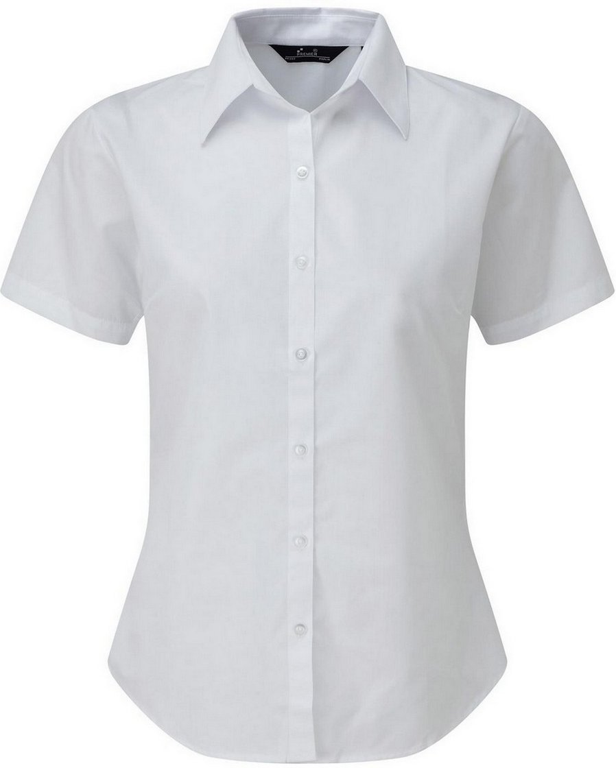 Premier Damen Kurzarm Popeline Bluse / Arbeitshemd (Weiß)