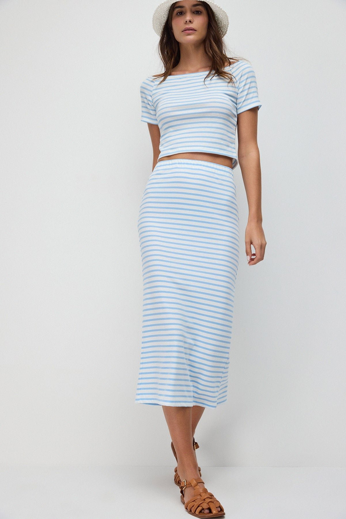 Dehnbarer Midi Bleistiftrock