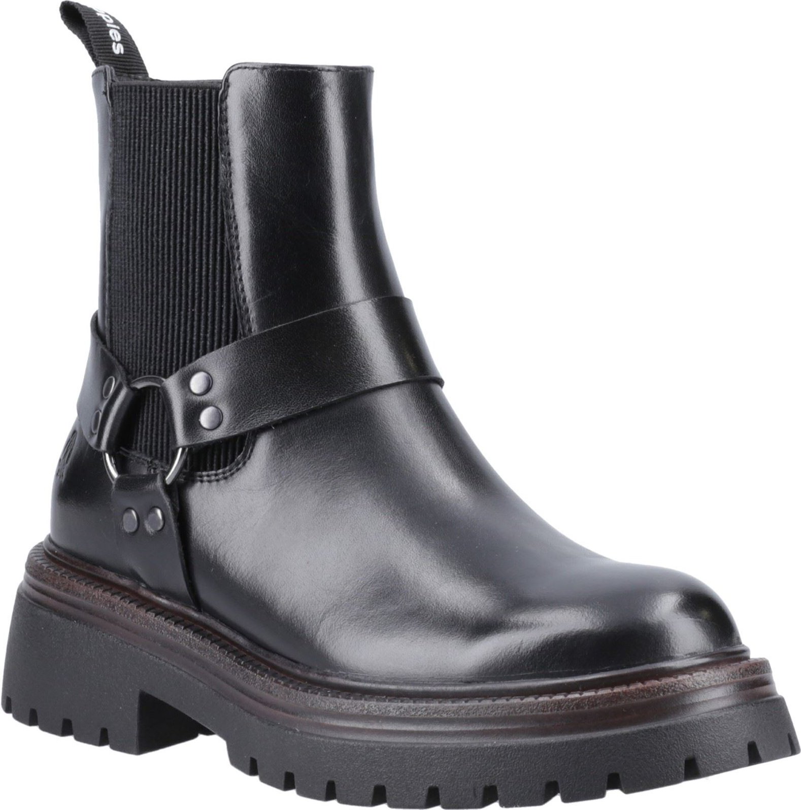 Thumbnail - Hush Puppies Raye Leder Damen Schwarze Leder Flache Chelsea Stiefel
