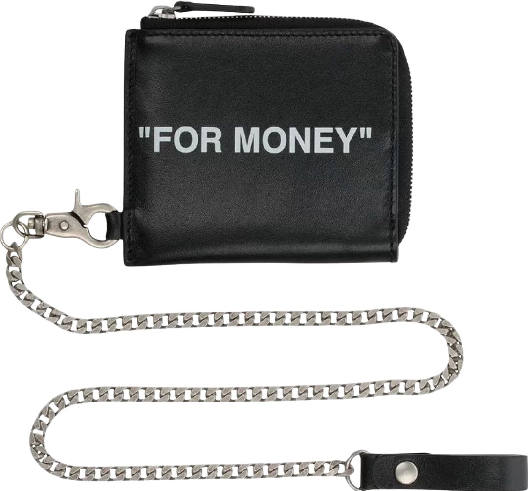 Schwarze Geldborse mit Zitatkette von Off-White