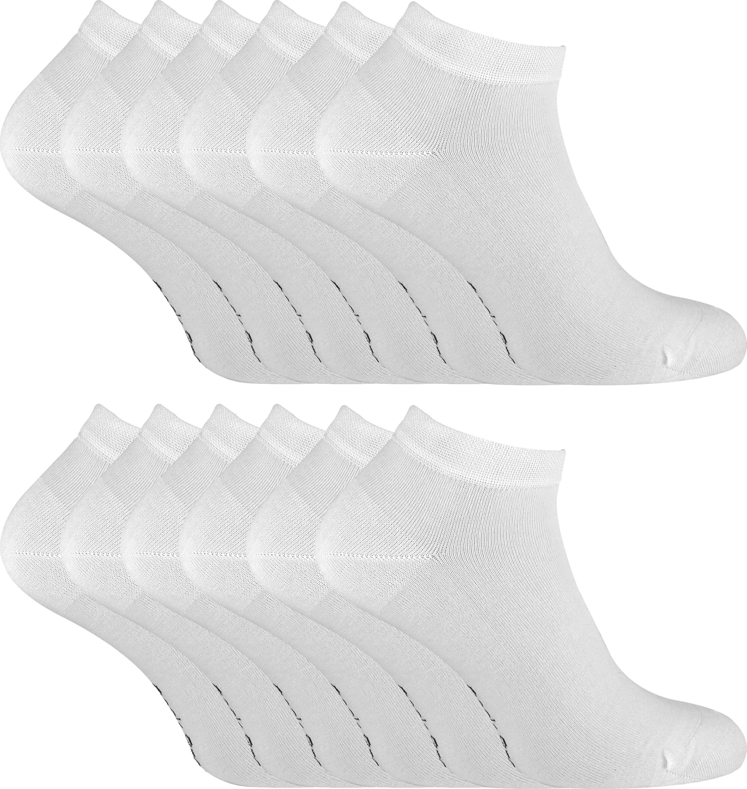 Thumbnail - 12 Paar Multipack Mens Bamboo Trainer Socken | Atmungsaktive Socken - Weiß