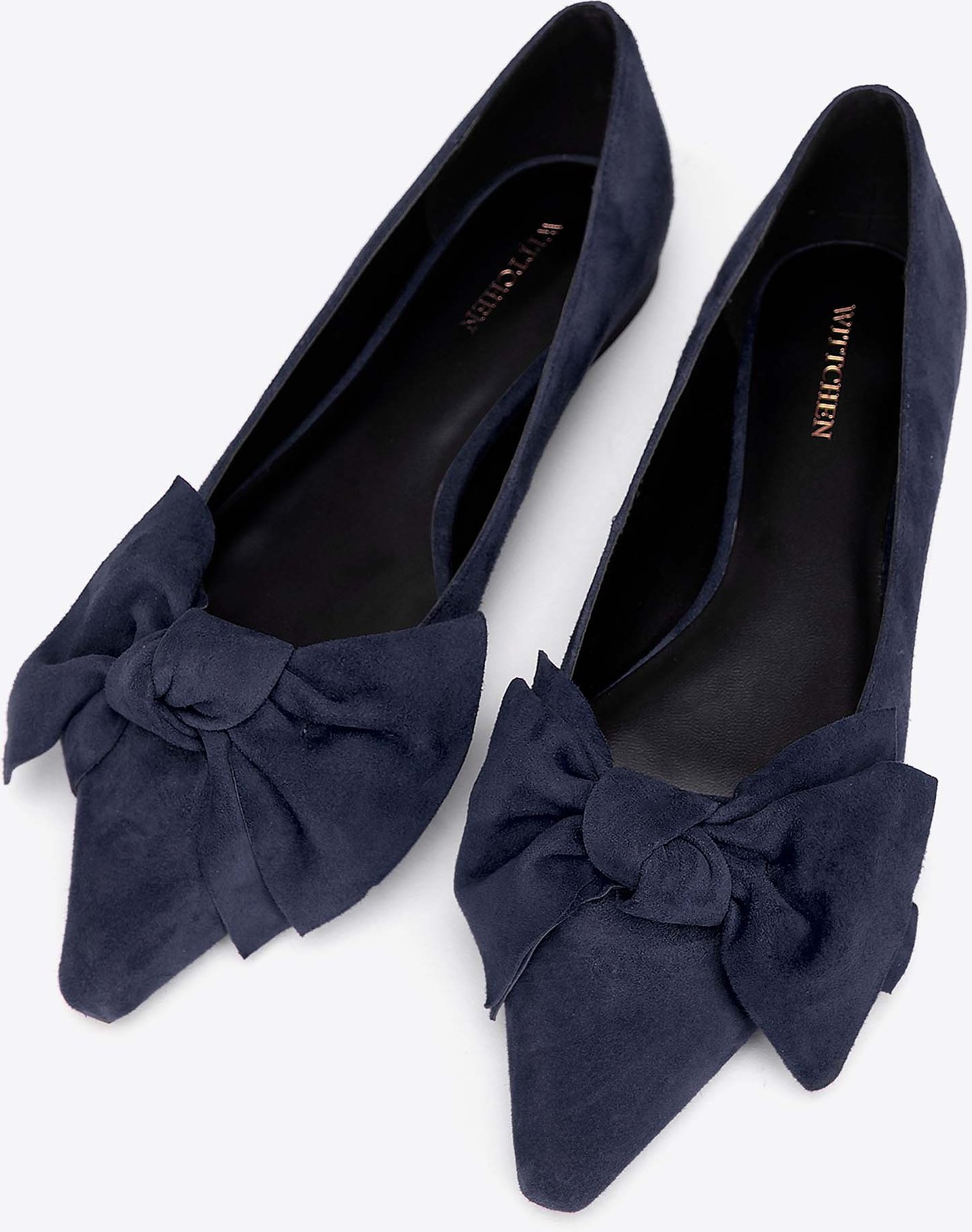 Wittchen Damen-Ballerinas aus Wildleder mit Schleife, Marineblau