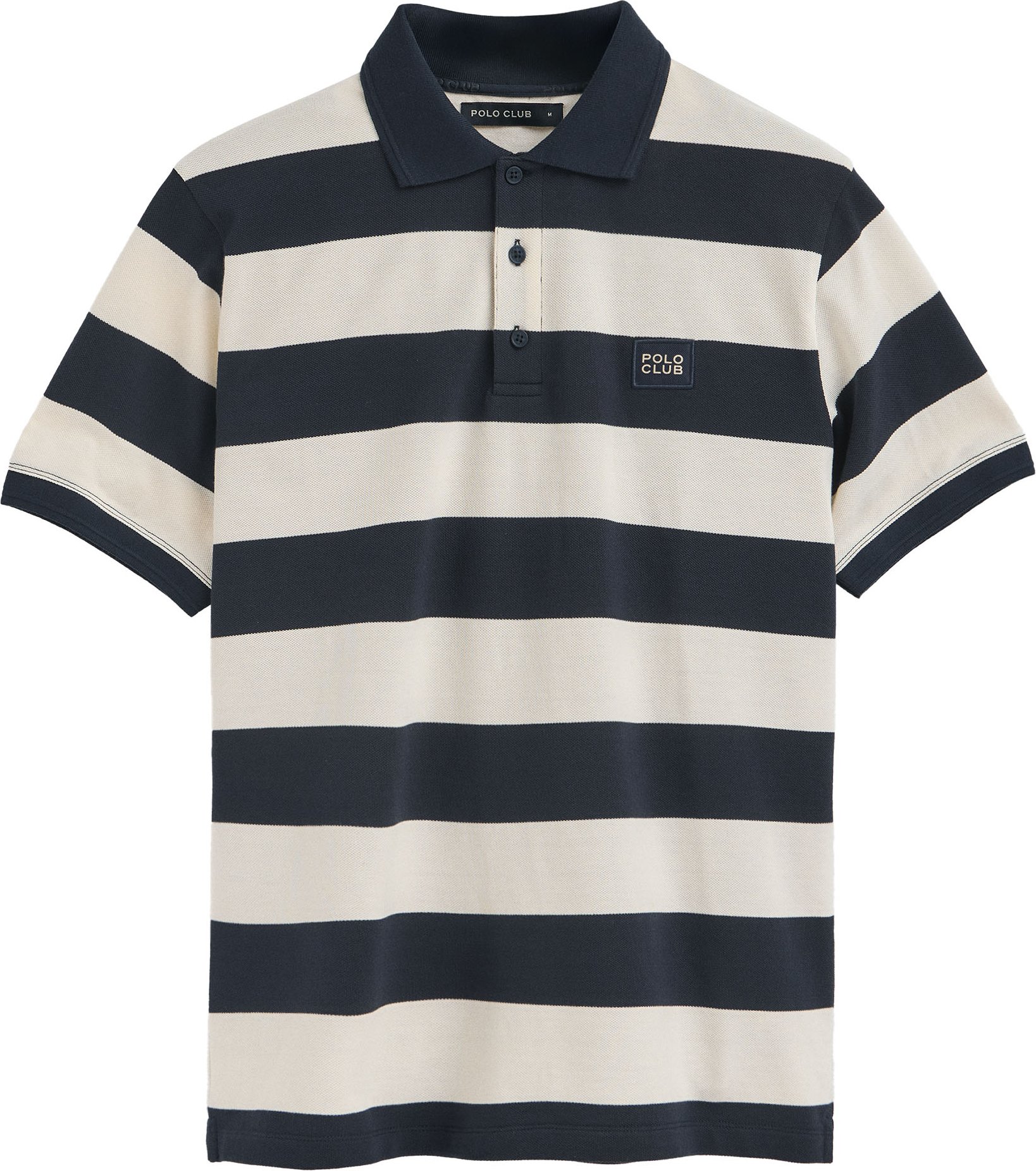 Poloshirt ecru und marineblau gestreift mit Polo Club-Patch