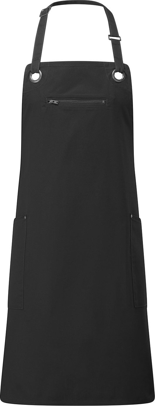 Premier Unisex Erwachsene Gerste Nachhaltige Kontrastnähte Vollschürze (Schwarz/Kohle)