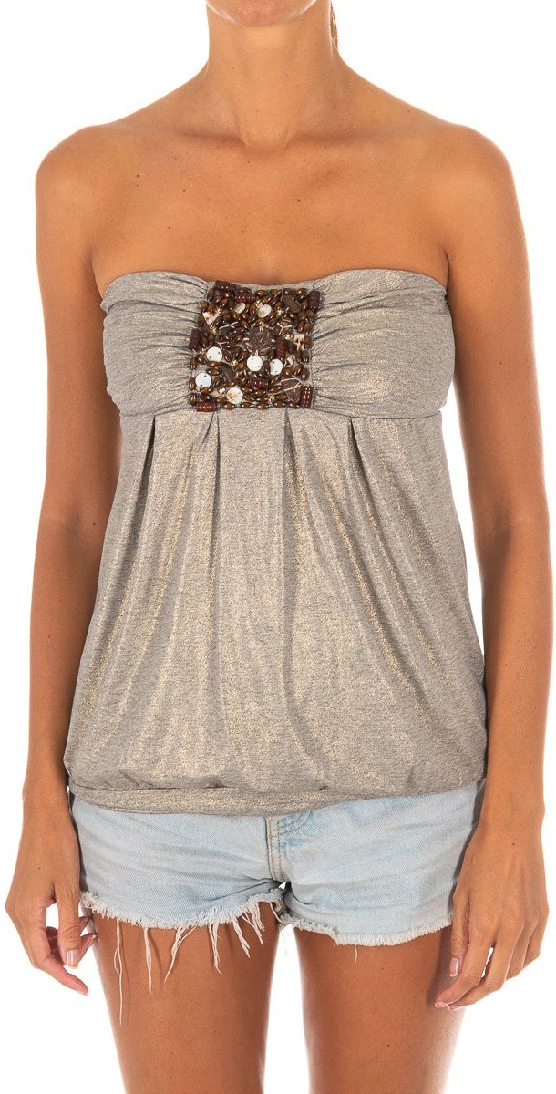 Ärmelloses Damen-T-Shirt mit breitem Stricktop-Effekt 10DMT0084