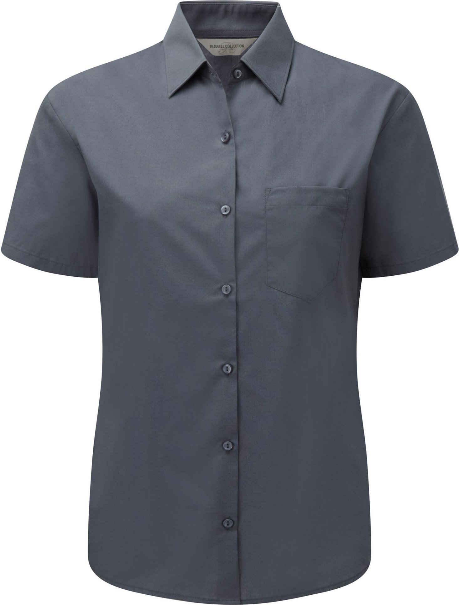 Russell Collection - Formelles Hemd Pflegeleicht für Damen kurzärmlig (Grau)
