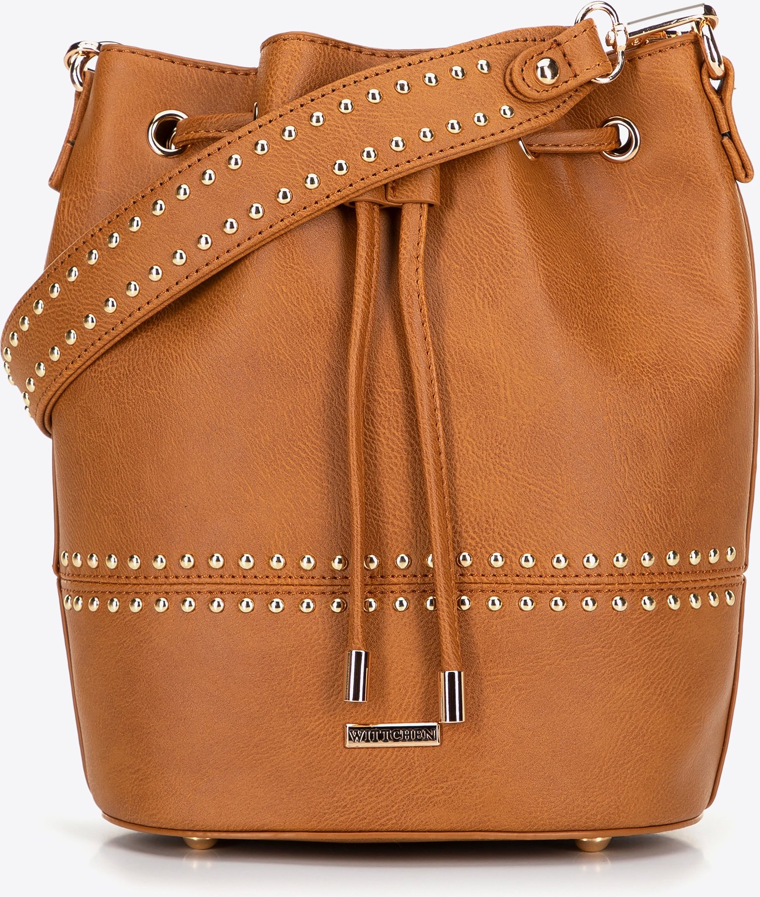 Wittchen Damen-Umhängetasche mit Kordelzug, braun, Kunstleder