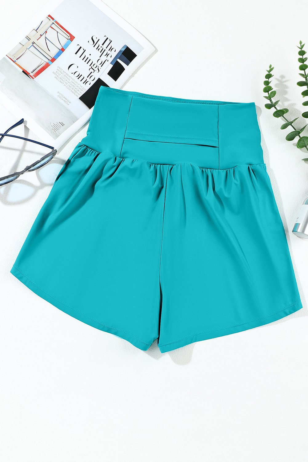 Hochtaillierte Raffung Bade-Shorts