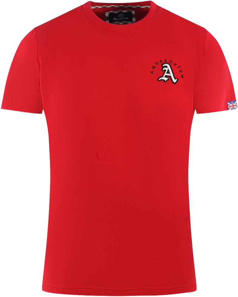 Aquascutum London Gesticktes A-Logo Rotes T-Shirt