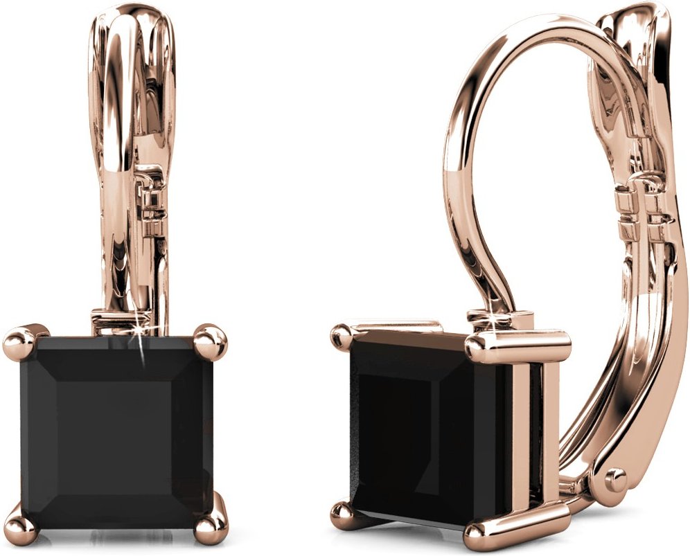 Quadratische Ohrringe - Roségold und Schwarz