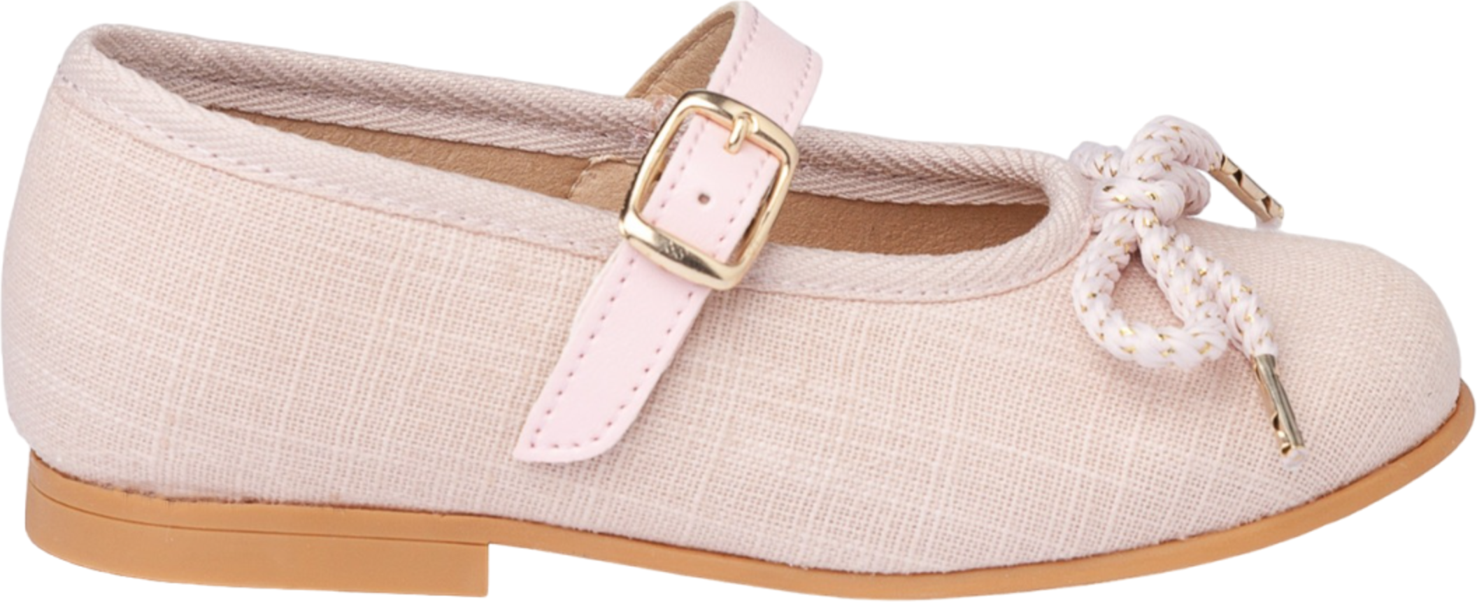 Ballerinas mit Schnürsenkeln aus Leinenleder