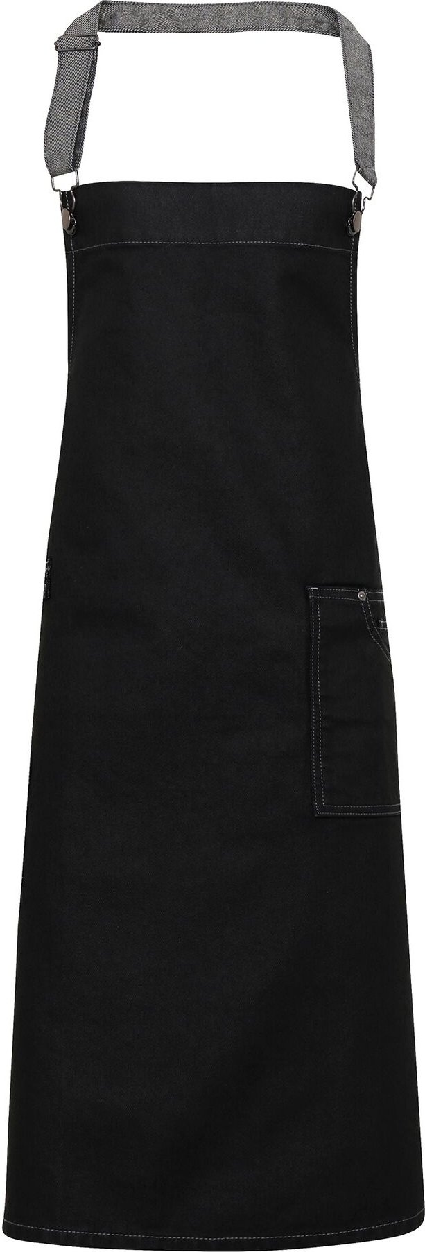 Premier Unisex Erwachsene Bezirk gewachst Look Denim Lätzchen Schürze (Black Denim)