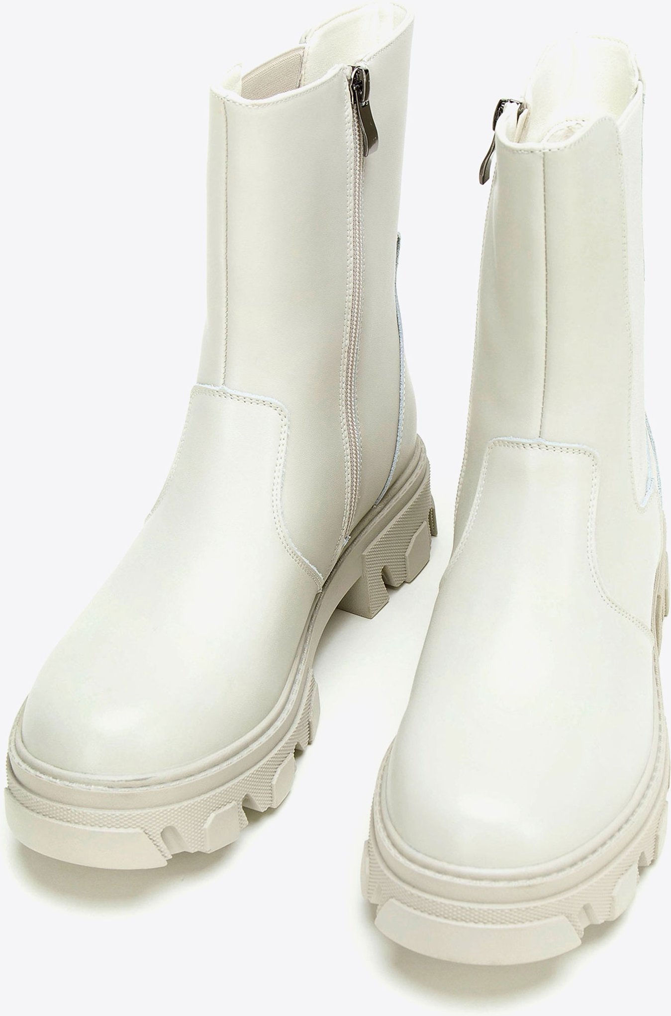 Wittchen Damen-Chelsea-Boots aus Leder mit grau-beigem Plateau