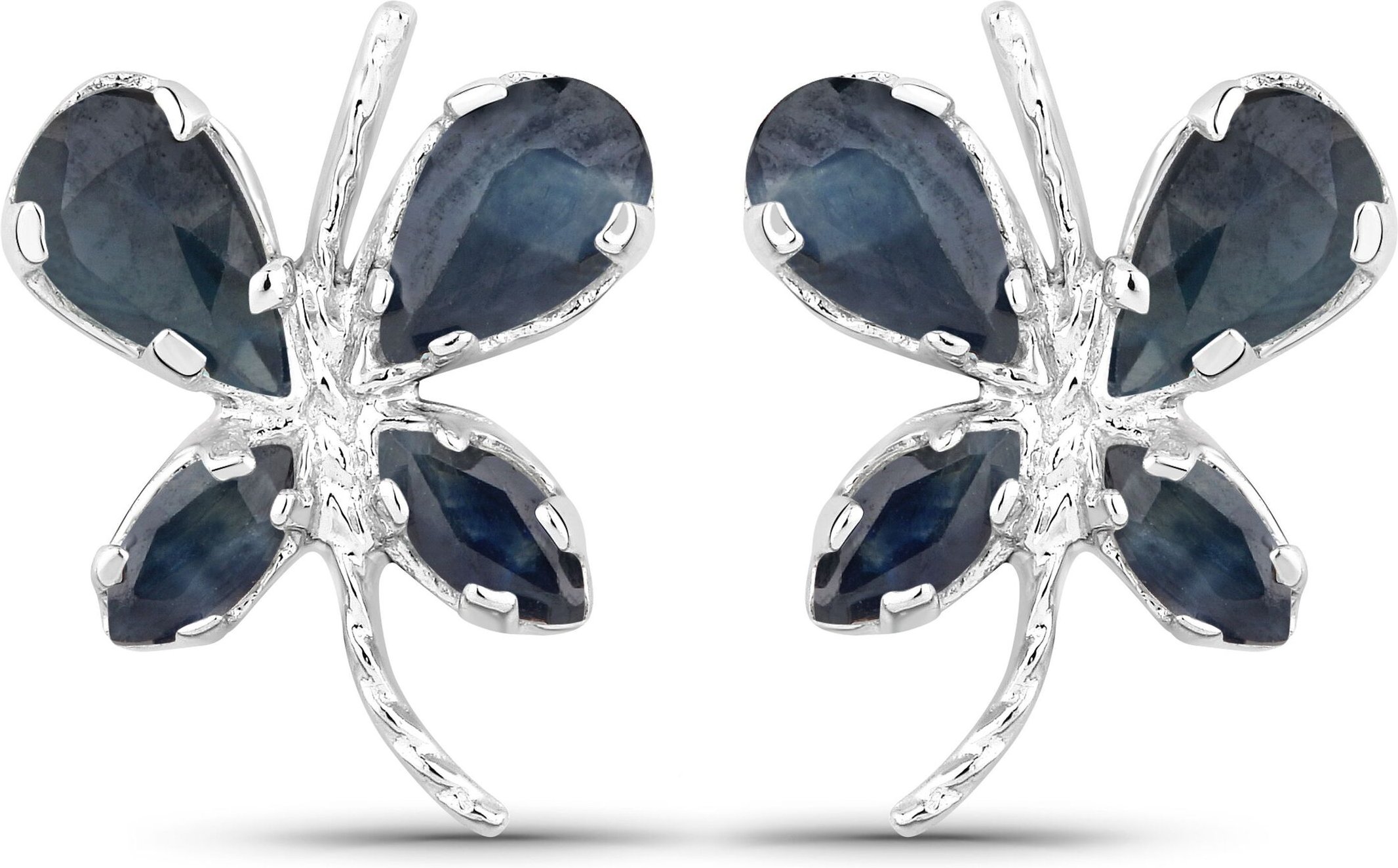 Vira Jewels Ohrringe Silber 925 rhodiniert Schmetterling-Motiv mit echten Saphir-Steinen